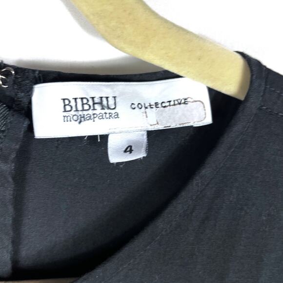 Bibhu‎ Mohapatra Cutout Fringe Dress Black Button Short Sleeve Western Sz 4 - Picture 9 of 13